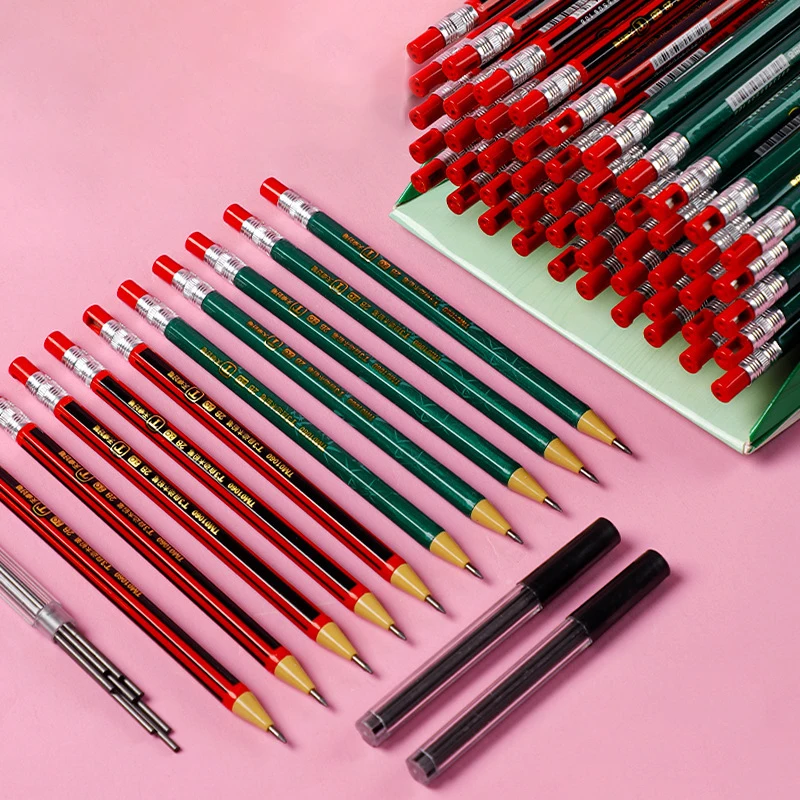 2/4pcs Mechanical Pencil 2.0mm Non Sharpening Pencils with Sharpener Kawaii Korean Stationery for School Office Supplies