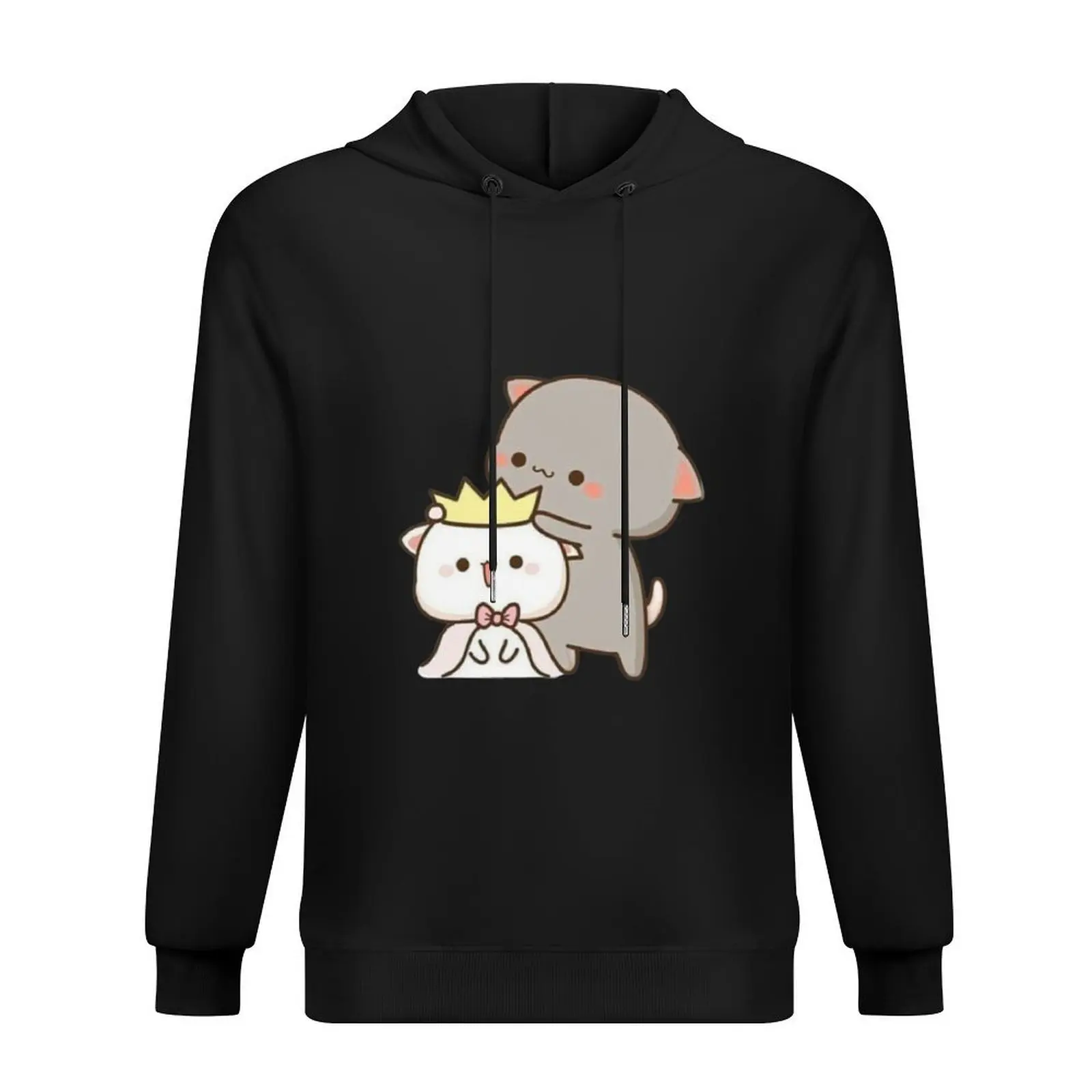 Linda sudadera con capucha de gato Queen Peach y Goma Mochi, ropa para hombre, ropa coreana de otoño, chándales