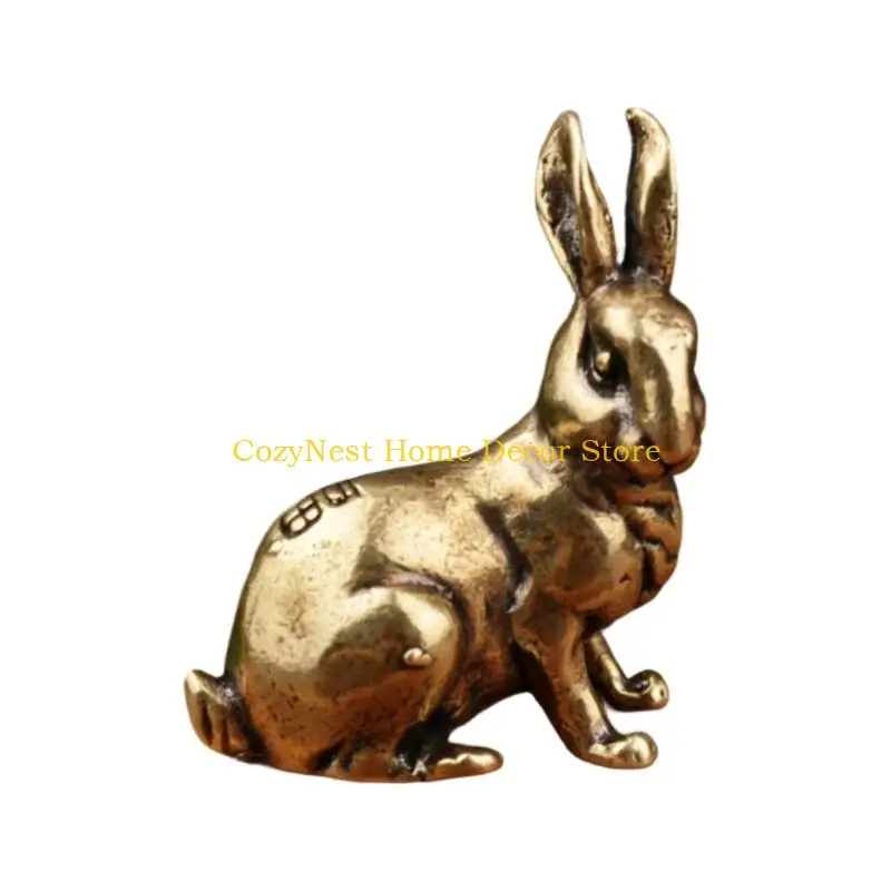 92MF User Friendly Copper Figurine with Rabbit Solves Fragility Problems Metal Texture for Any Indoor Environment