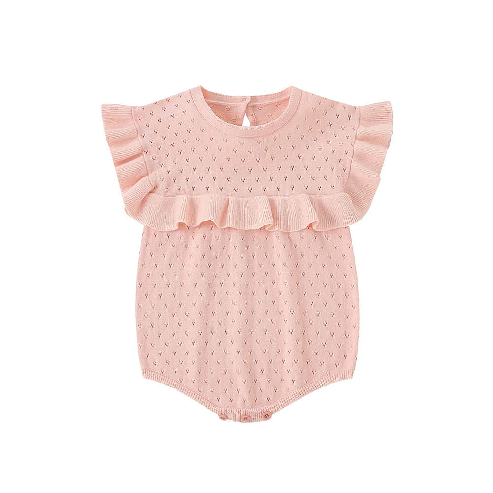 

Angoubebe Hollow-out Summer Flutter Sleeve Comfy & Breathable Romper