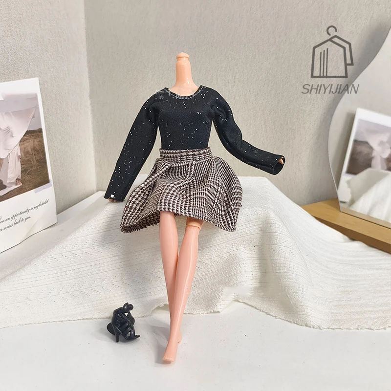 Robe de poupée faite à la main, vêtements d'hiver, gilet + robes + sac pour 30CM, vêtements de poupée, accessoires de déguisement, jouet pour fille, cadeaux, 1/6