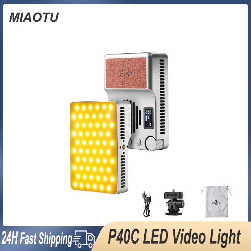 Miaotu 40w portátil mini rgb led luz de vídeo 2700-7000k recarregável luz de estúdio com 8000mah para câmera gravação de vídeo youtube