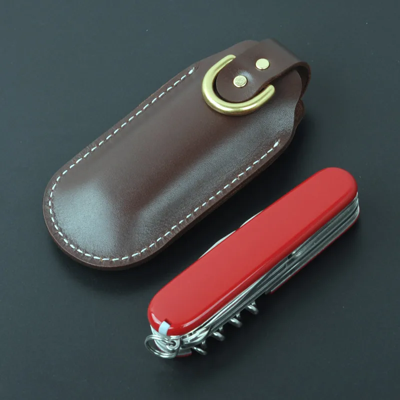 Genuine Leather Outdoor Tools Case Scabbard   Leather Case for 91 MM A Folding Tool Protective Shell