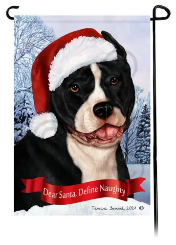 Pit Bull Terrier Dear Santa, Define Naughty Garden Flag