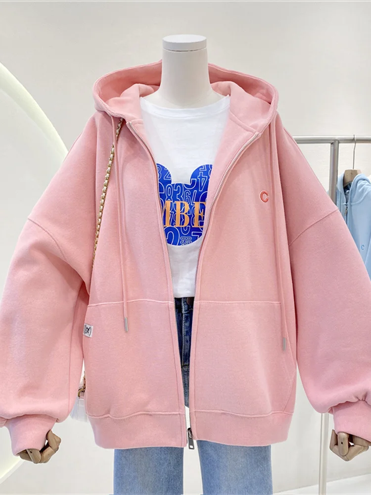 Cardigan Sweater Women Long-Sleeve Hooded Jacket Zipper Soft Simple Korean Long-Sleeved Hooded Cardigan Sweatshirt New