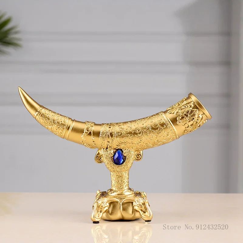 Creative European-style retro auspicious lucky ivory ornaments resin crafts home living room bedroom decorations ivory ornaments