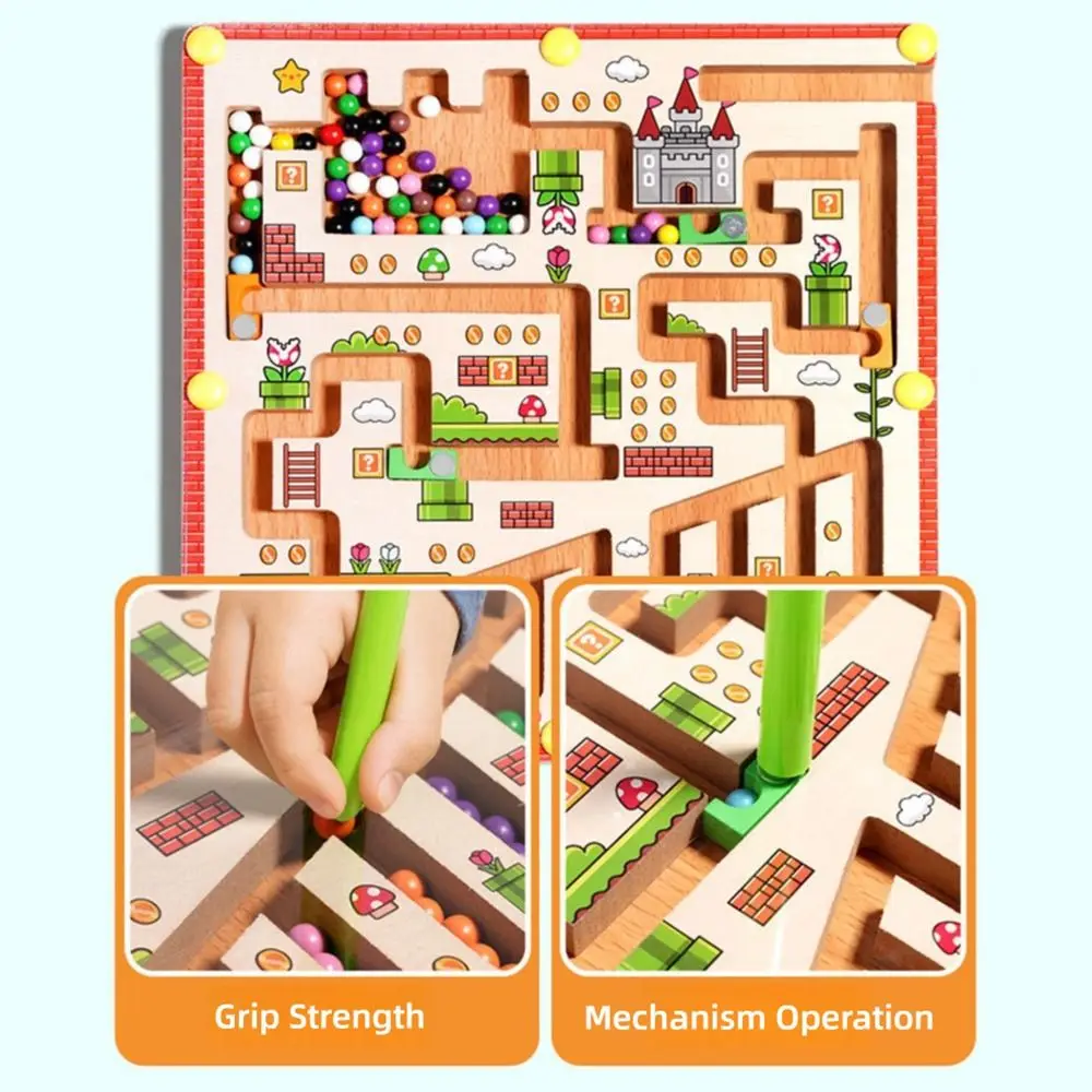 Multicolor Magnetic Number Maze Wooden Material Wood Color Sorting Fine Motor Skills Development Montessori Magnetic Games For