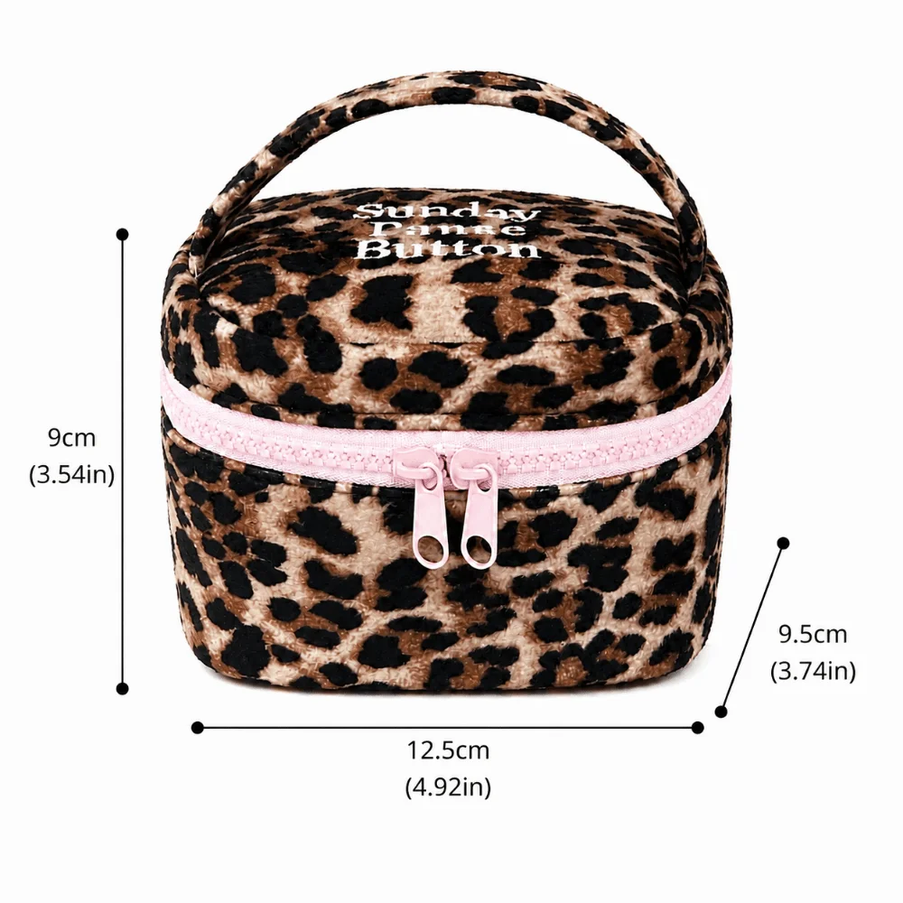 Multi-functional Leopard Print Square Storage Box Handheld Zipper Design Makeup Bag Handbag Women Girls image 6