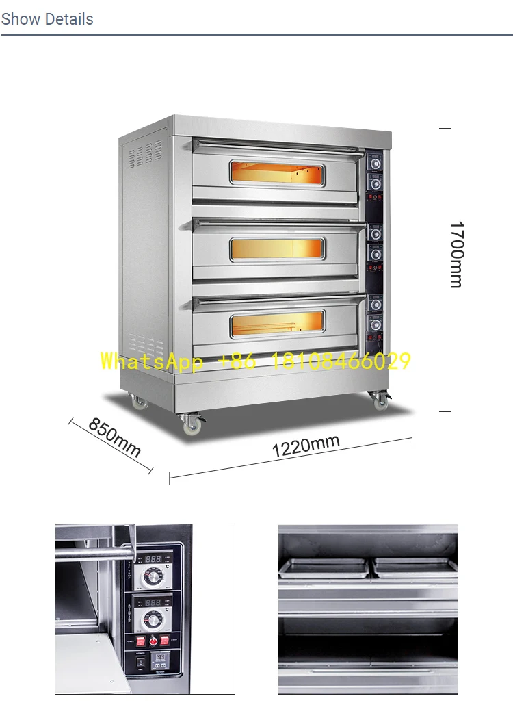 

Духовка 3-этажная, 6 противней, электрическая духовка на палубе, промышленная выпечка из нержавеющей стали