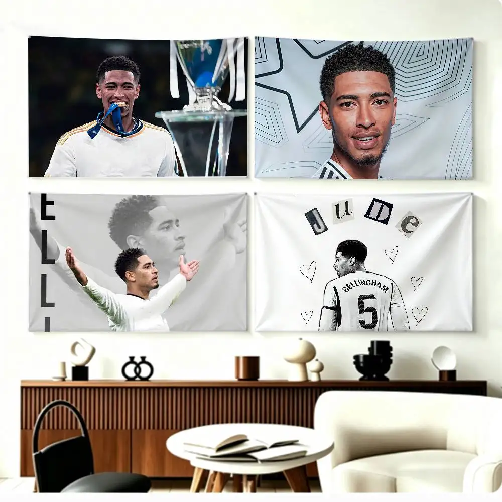 Football J-Jude B-Bellinghams   Flags Wall Hanging Background Art Banner for Bedroom Home Outdoor Decor