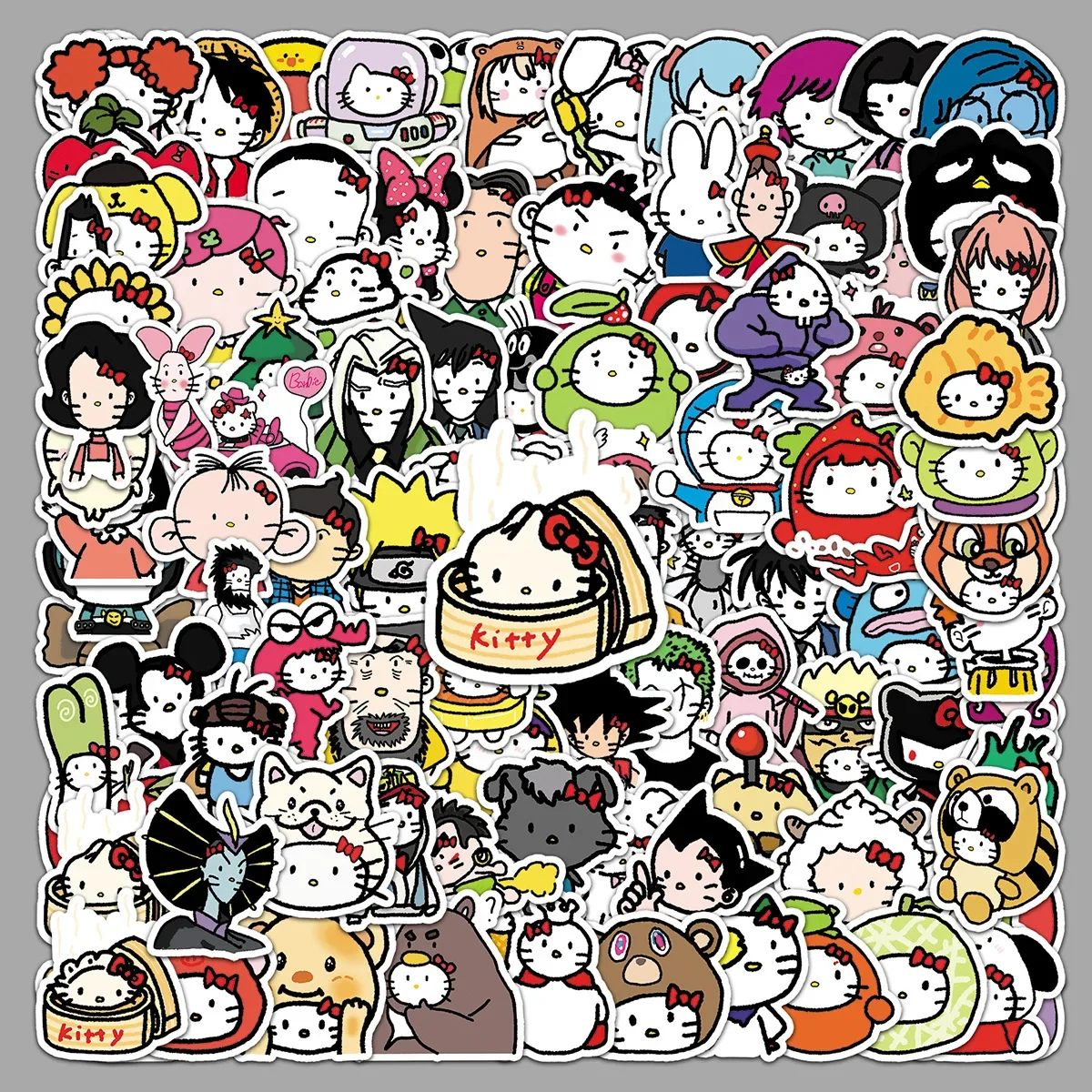 102pcs Sanrios Funny Creative Diy Graffiti Stickers Anime Hello Kitty Kuromi Cinnamoroll‌ Kawaii Phone Case Cup Suitcase Sticker