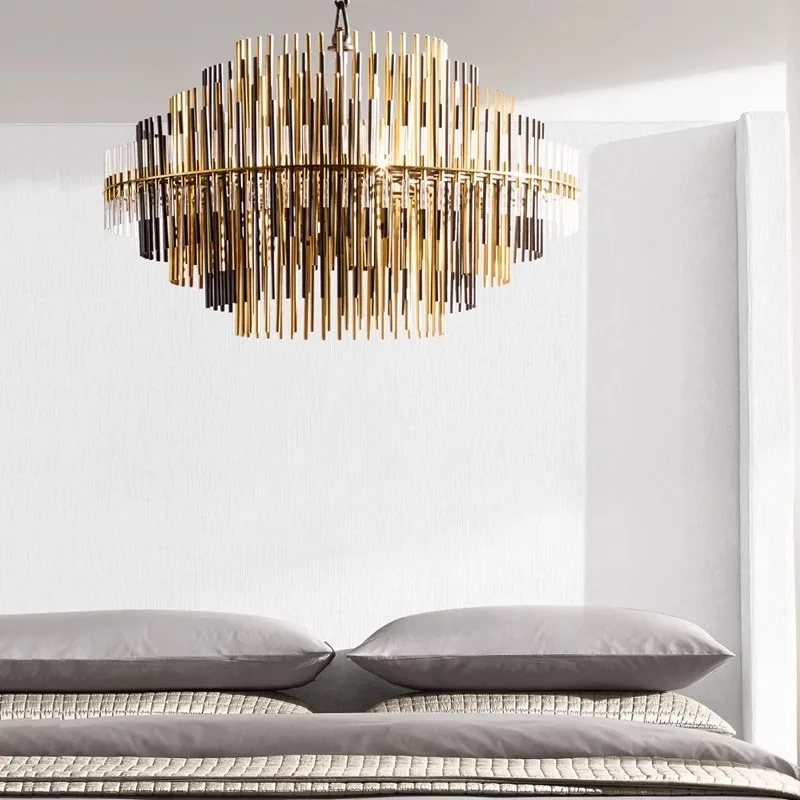 

Luxury Brass Glass Ceiling Chandelier Creative Hanging Lamp Advanced Design Light Fixture for Villa Apartment Living Room Decor