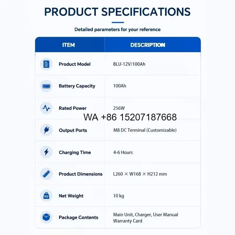 Wmwmnu 12.8V 100Ah LiFePO4 Solid State Deep Cycle Lithium Battery 1280Wh Rechargeable 5000 Cycles for RV Solar Marine OEM