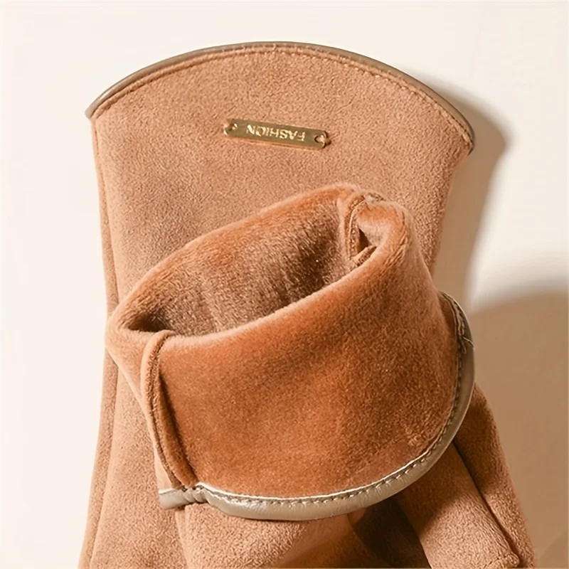 Women Autumn Winter Keep Warm Touch Screen Thin Solid Simple Gloves Cycling Drive Suede Fabric Elegant Windproof