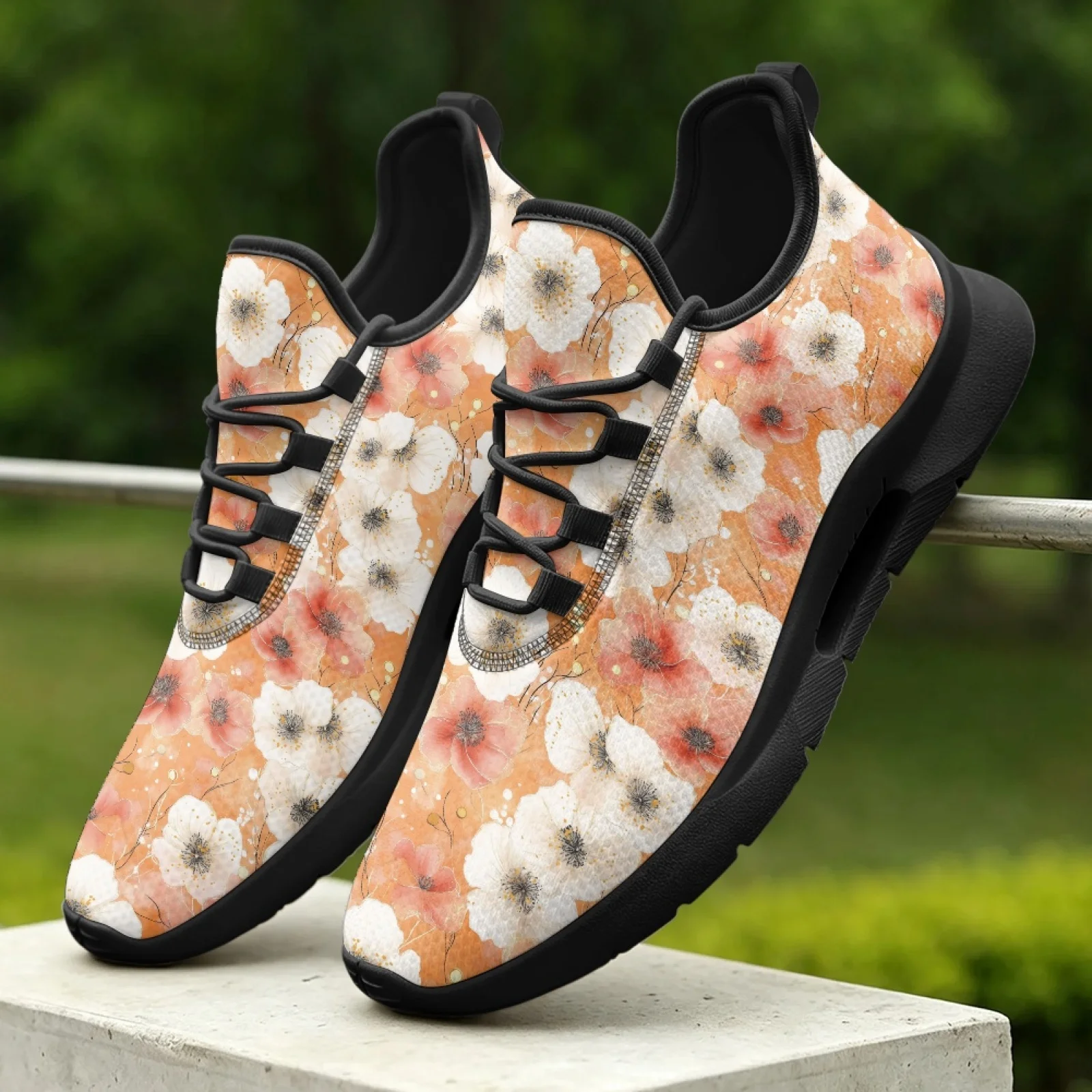PENSTROLL Watercolor Flowers Summer Sneakers Walking Shoes for Men, Classic Versatile Everyday Trainers