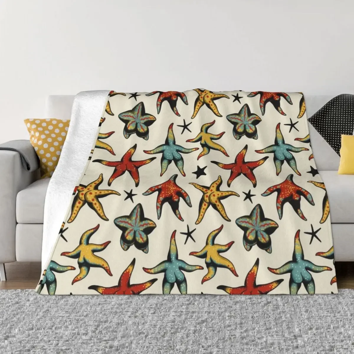 

Starfish booty tattoo flash Throw Blanket Flannel Luxury Thicken cosplay anime Single Blankets