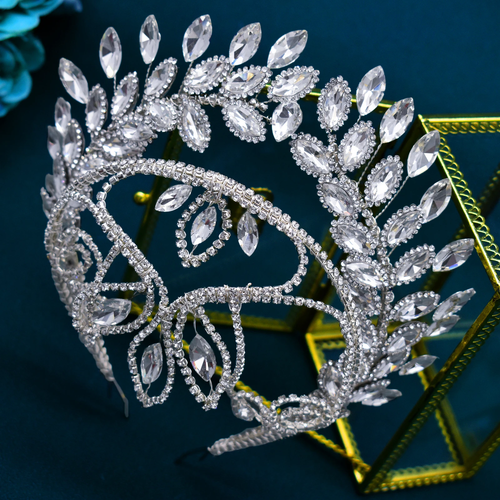 DZ130 Crystal Bridal Headwear Bridesmaid Rhinestone Headband Wedding Tiara Handmade Bridal Hair Accessories Pageant Crown