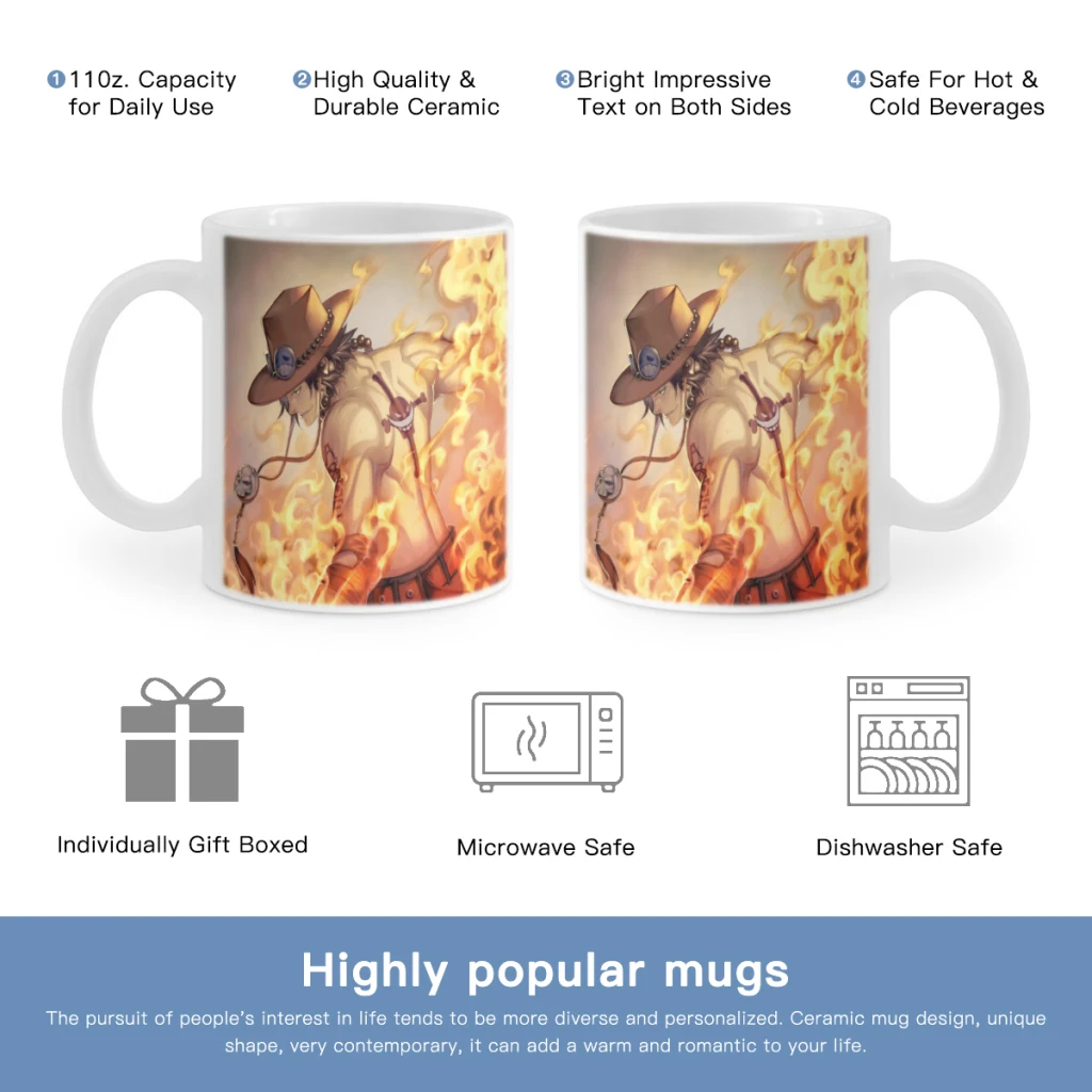 

ONE-PIECE-Luffy-Free shipping Coffee Milk Cup Mocha Mug Kawaii Cups Original Mugs 11oz