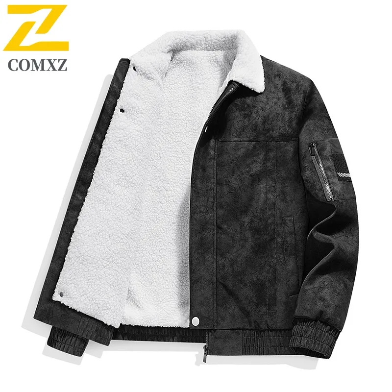 

COMXZ Hiking Casual Jacket for Men Travel Wind Resistant Warm Parka Pure Color Stand Collar Light Winter New Men Clothing