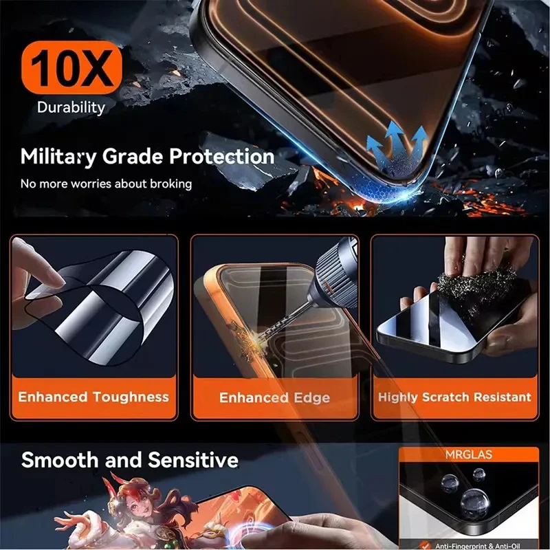 Oleofobe coating Stofvrij Eenvoudige installatie Screenprotector voor iPhone 16 11 12 13 14 15 17 Pro Max Mini XR X XS 15 16 Plus