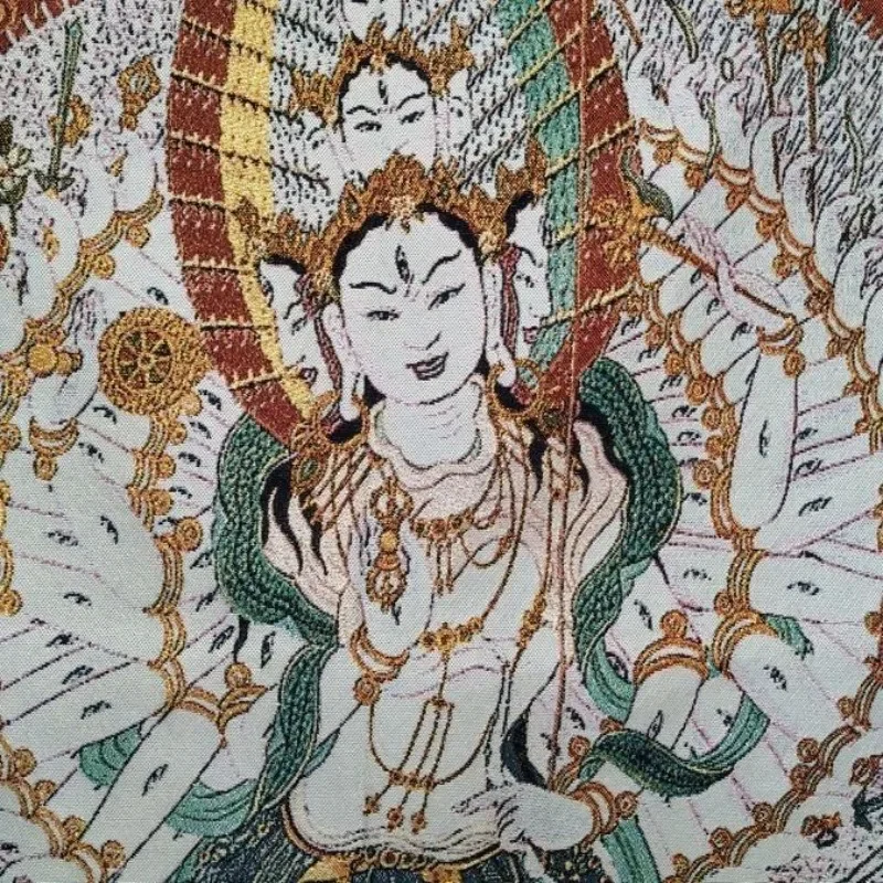 White Parasol Buddha Mother Brocade Tibetan Tangka Embroidery Painting Gold Thread Embroidery Decorative Hanging Pictures
