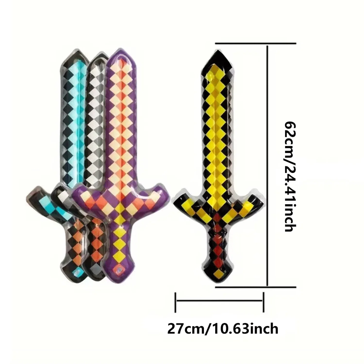 Pixel Style Inflatable Gemstone&Gold Sword Kids Parent-Child Interactive Toys Safe Children's Gifts Outdoor Indoor Play Supplies