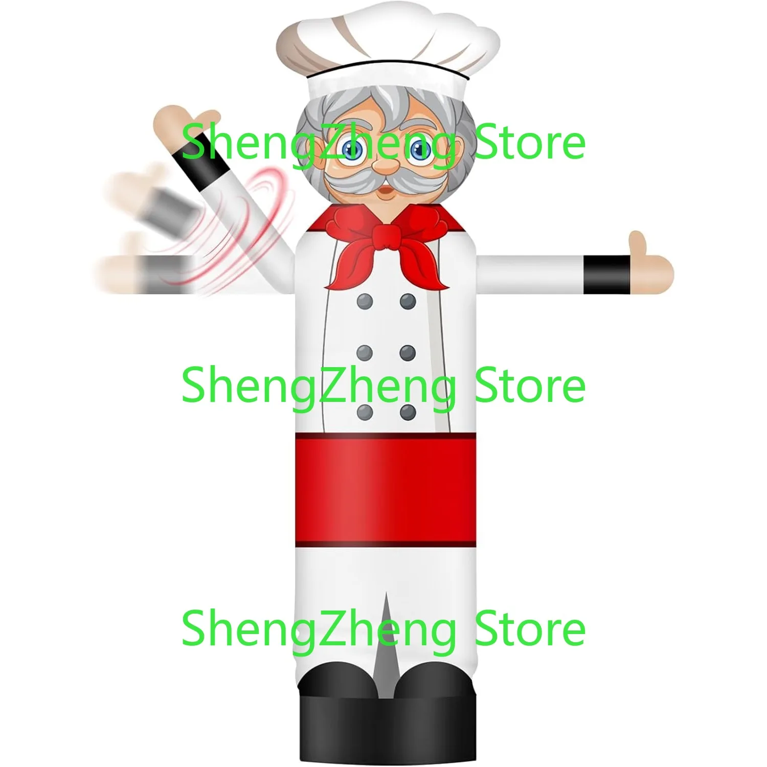 1Pcs 8FT Tall Inflatable Wavers Male Chef One-Arm Waving Tube Man (18''Diameter) Wacky Wavy Dancing Guy  (Blower Not Included)