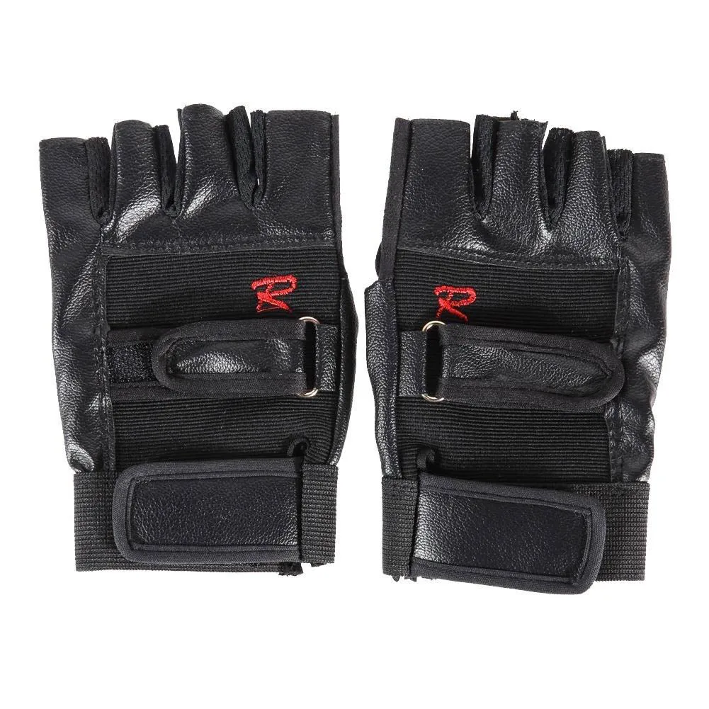 Black Leather Fingerless Gloves 1 Pair Driving Cycling Motorcycle Mittens Women Men Bicycle Riding Gloves Winter Breathable