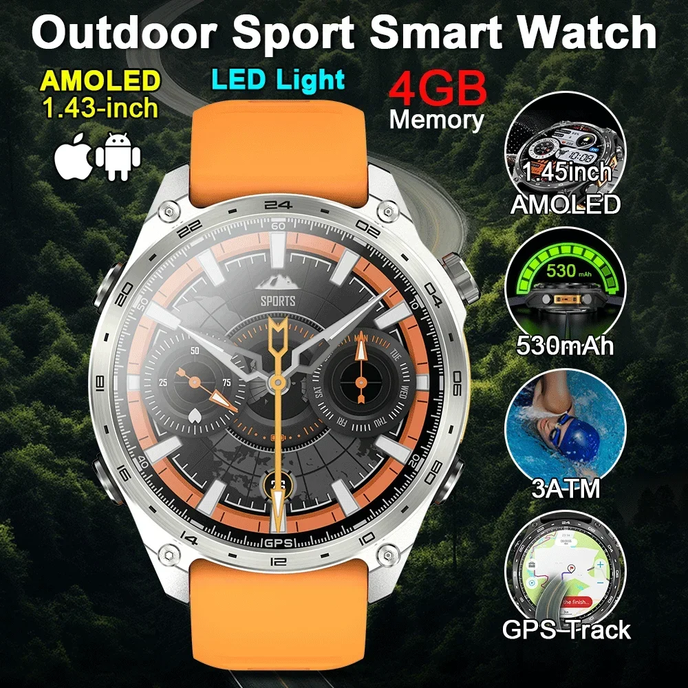 

2025 New Military Smartwatch Man Built-in GPS BT Call Amoled Barometric Altimeter 3ATM Waterproof Watches Sports Smart Watch Men