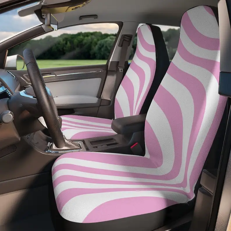 Groovy Pink Trippy Car Seat Covers | Custom