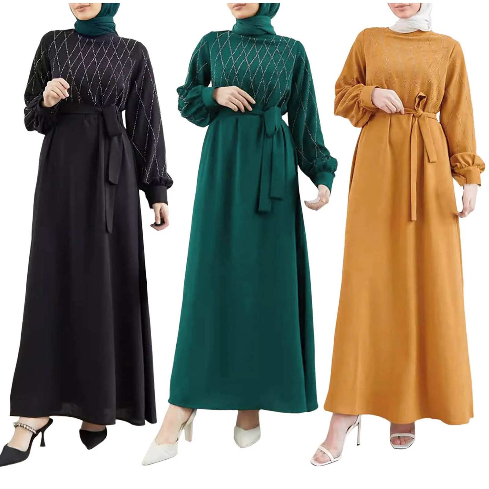 Ramadan Eid Dubai Elegante Abaya Kebaya Islam Musulmano Caftano Abito Modesto Per Le Donne Robe Musulmane Caftano Marocain Femme Abiti