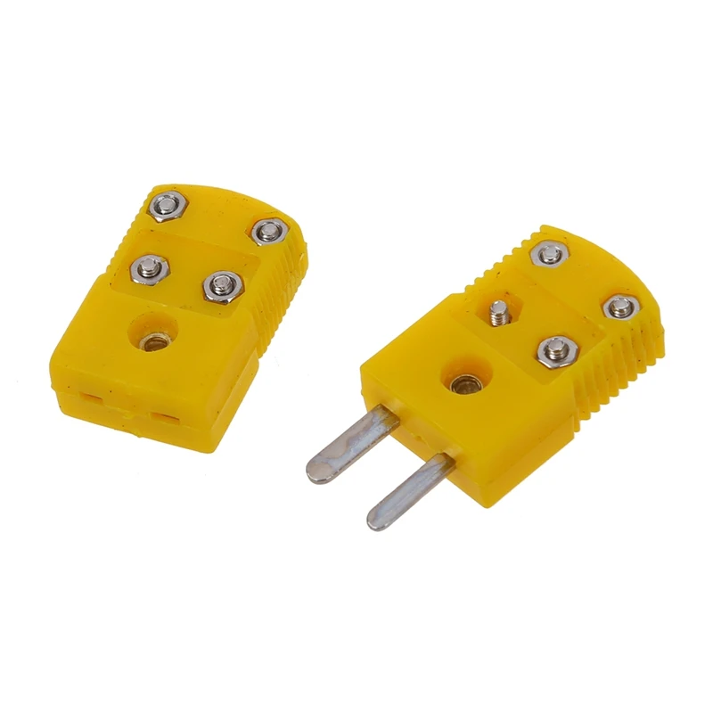Yellow Plastic Shell K Type Thermocouple Plug Socket Connector Set-DTD2