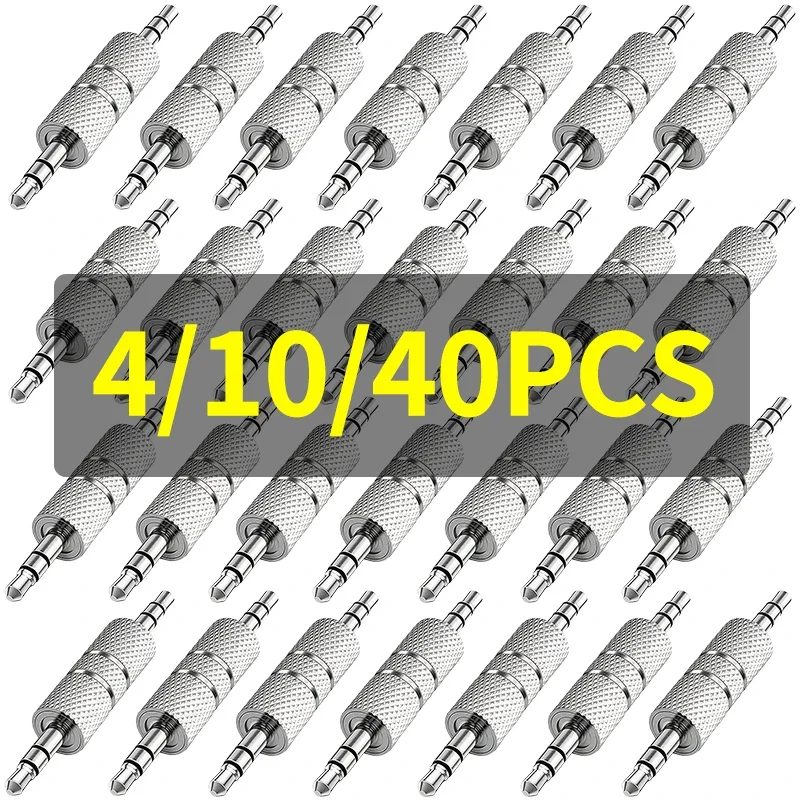 4/10/20 Pcs 3.5mm Male to Male Stereo Audio Plug Connector Barrel Coupler Metal Adapter for Headphone Speaker Microphone Repair