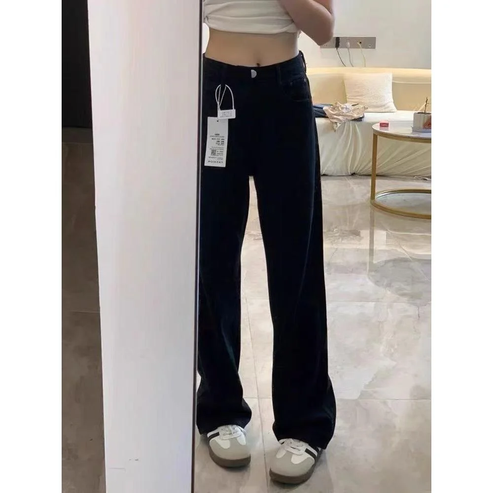 

Женские облегающие джинсы с высокой талией на подкладке, прямые брюки Bootcut, широкие брюки, осень-зима Faion