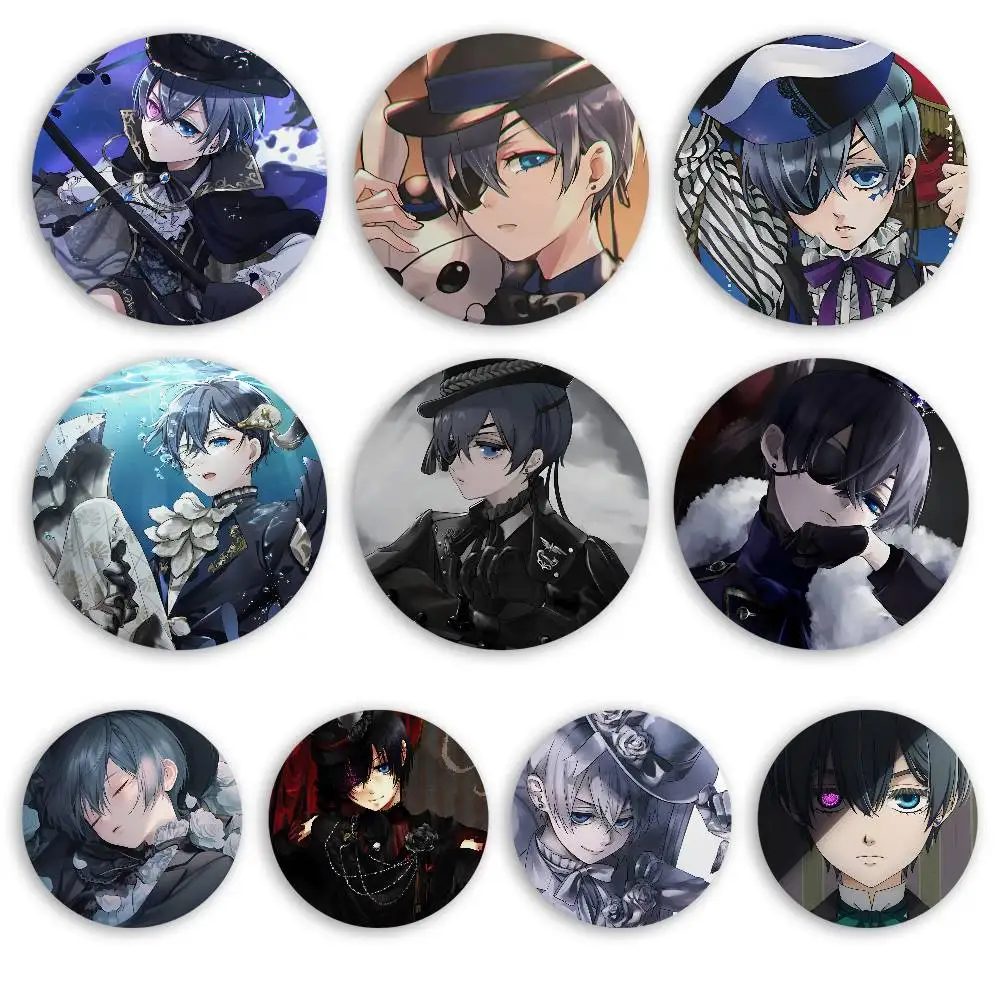 Anime Black Butler Ciel Phantomhive Abzeichen Runde Abzeichen Weißblech Münze Brosche Kleidung Rucksack Zubehör Anstecknadel