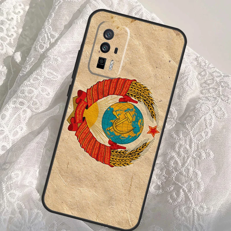 Russia Soviet Emblem Flag Case For Xiaomi 14T 11T 12T 13T Pro 13 14 Ultra POCO X6 Pro M6 X3 X5 M5s F3 F5 F6 Cover