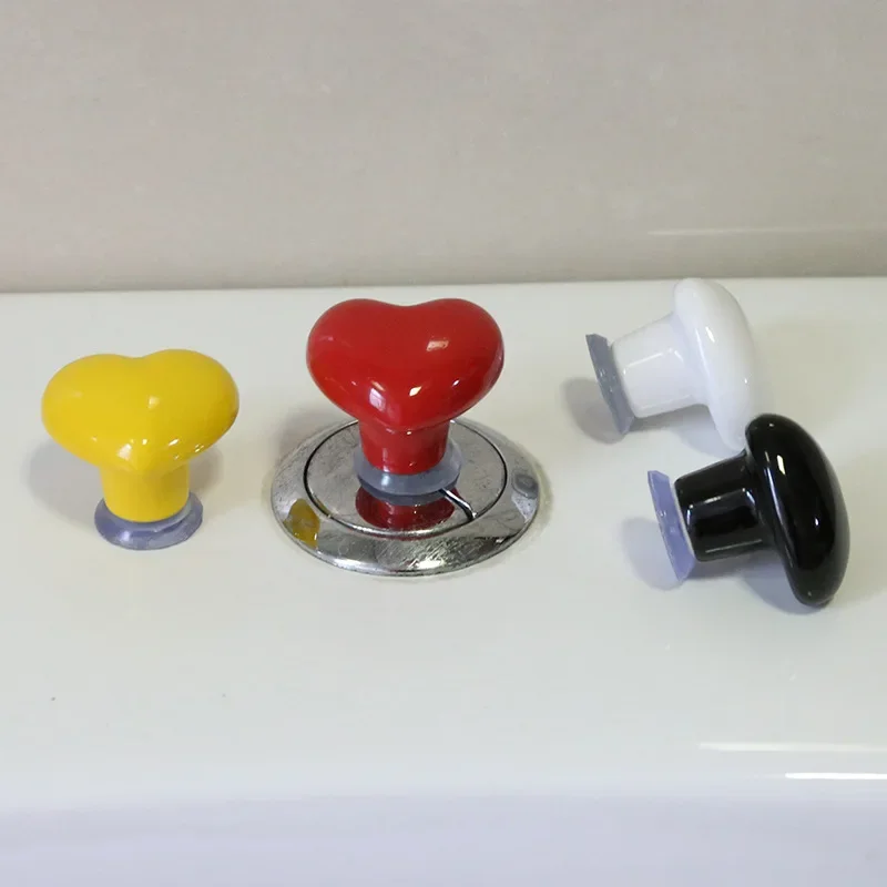 Modern Simple 40 X 35 Mm Candy Color Heart Shape Ceramic Design Creative Bathroom Toilet Tank Button Auxiliary Press