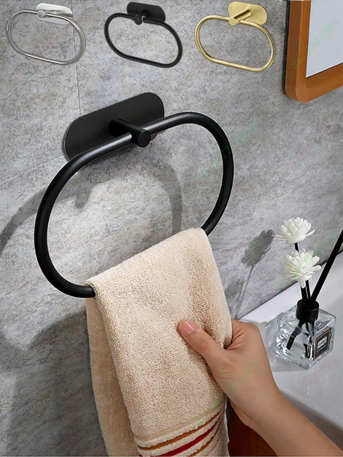 Toallero de baño, ganchos, toalleros adhesivos, anillo de toalla de acero inoxidable, toalleros de baño, toallero montado en la pared, 1/3/6 Uds.