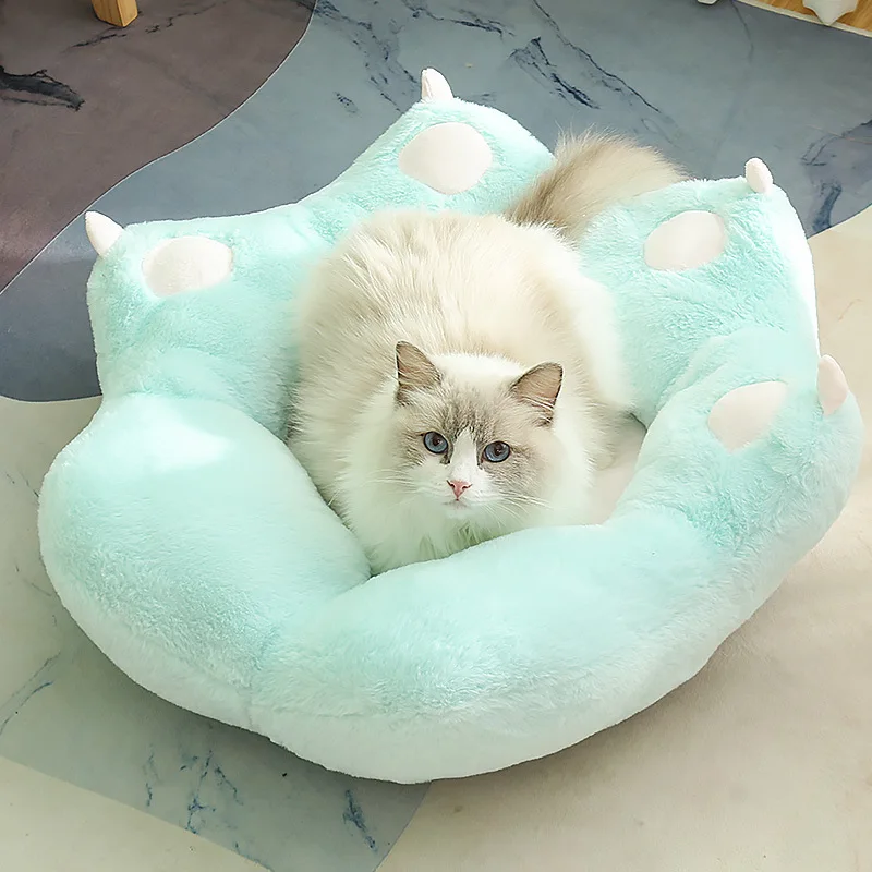 

Small dog kennel Creative cat paw plush cat litter winter warm general round kennel cat litter cat bed No pilling & no fading