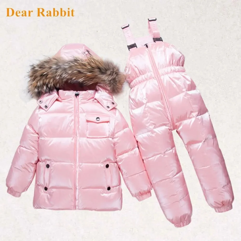 

NEW warm down jacket for girl clothes coat 2-8 yrs Children clothing boy outerwear snowsuit kids winter parka real fur Jumpsuit