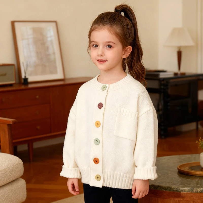 

2025 New Autumn Baby Knitting Sweater Coat 1-6Yrs Children Casual Clothing Kids Long Sleeved Colorful Buttons Knitted Cardigan
