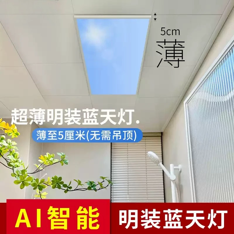 Ultra Thin Modern Acrylic Smart LED Skylight Ceiling Light Natural Sunlight Effect For Living Room Bedroom Hallway Home