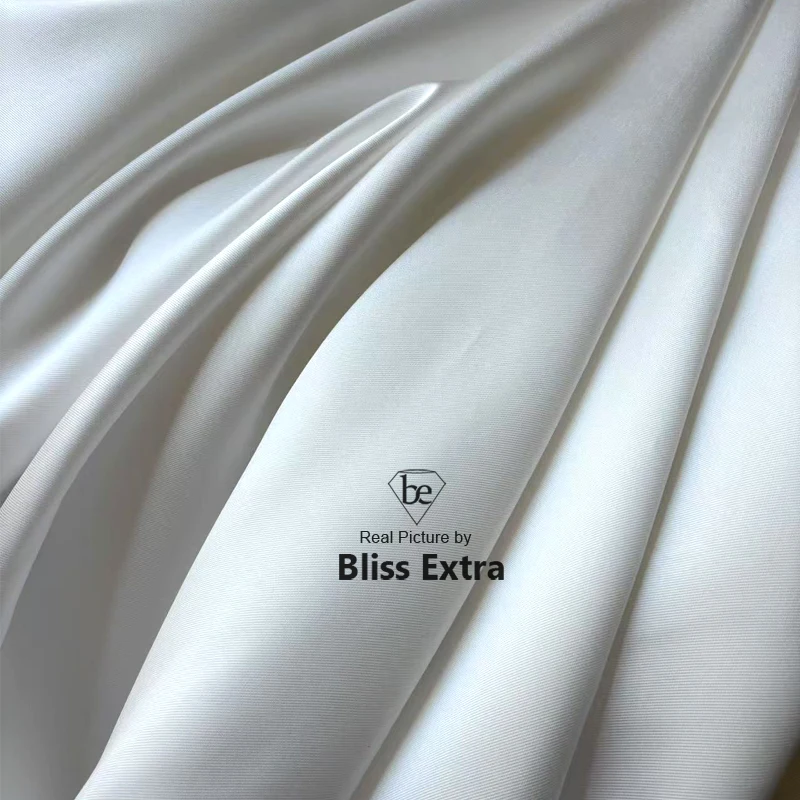 White Ivory Luxury Stiff Mikado Satin Fabric by the Yard, Bridal Wedding Dress Suit Fabric, Twill Satin DIY Sewing Material view 4