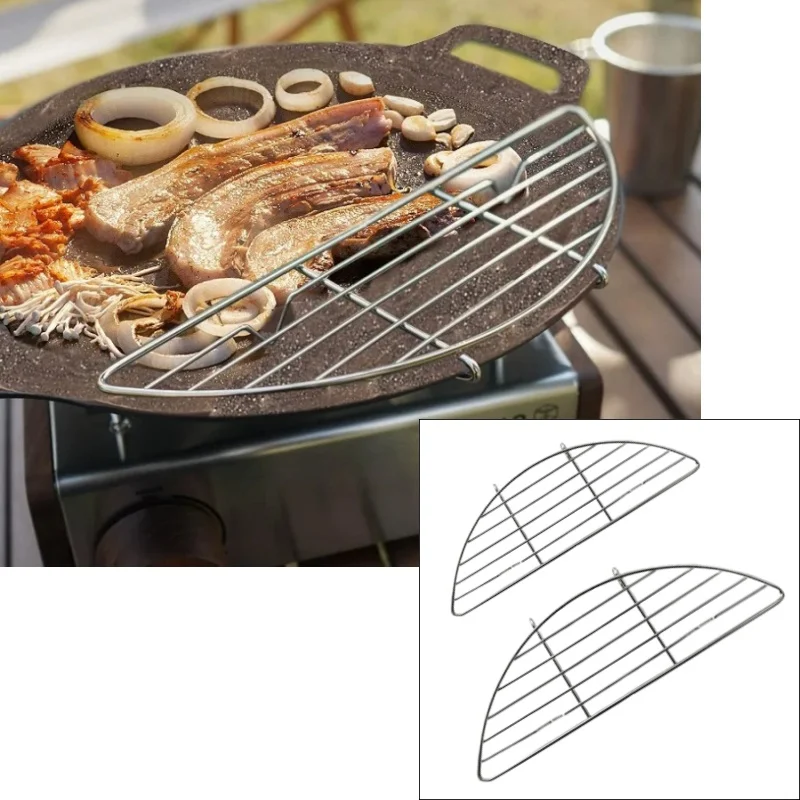 

Portable Half-Moon Camp Grill |Camping Outdoor Use with Adjustable Height | For Picnics