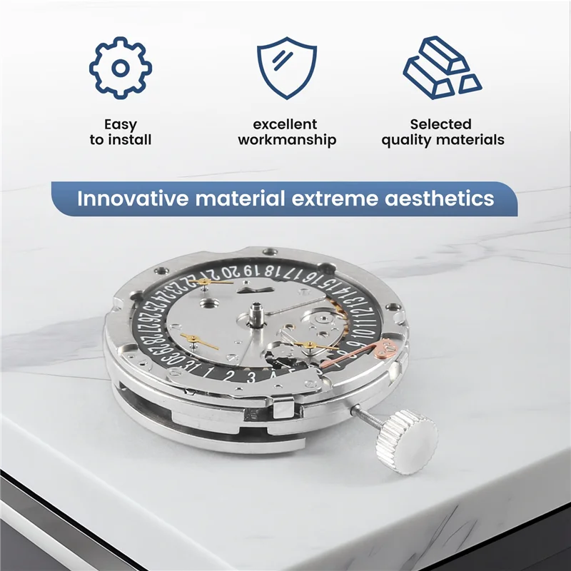 ST2552 Six-Pin 6 O'clock Black Calendar Fully Automatic Mechanical Movement 3/6/9 Small Needle Watch Accessories-N37R