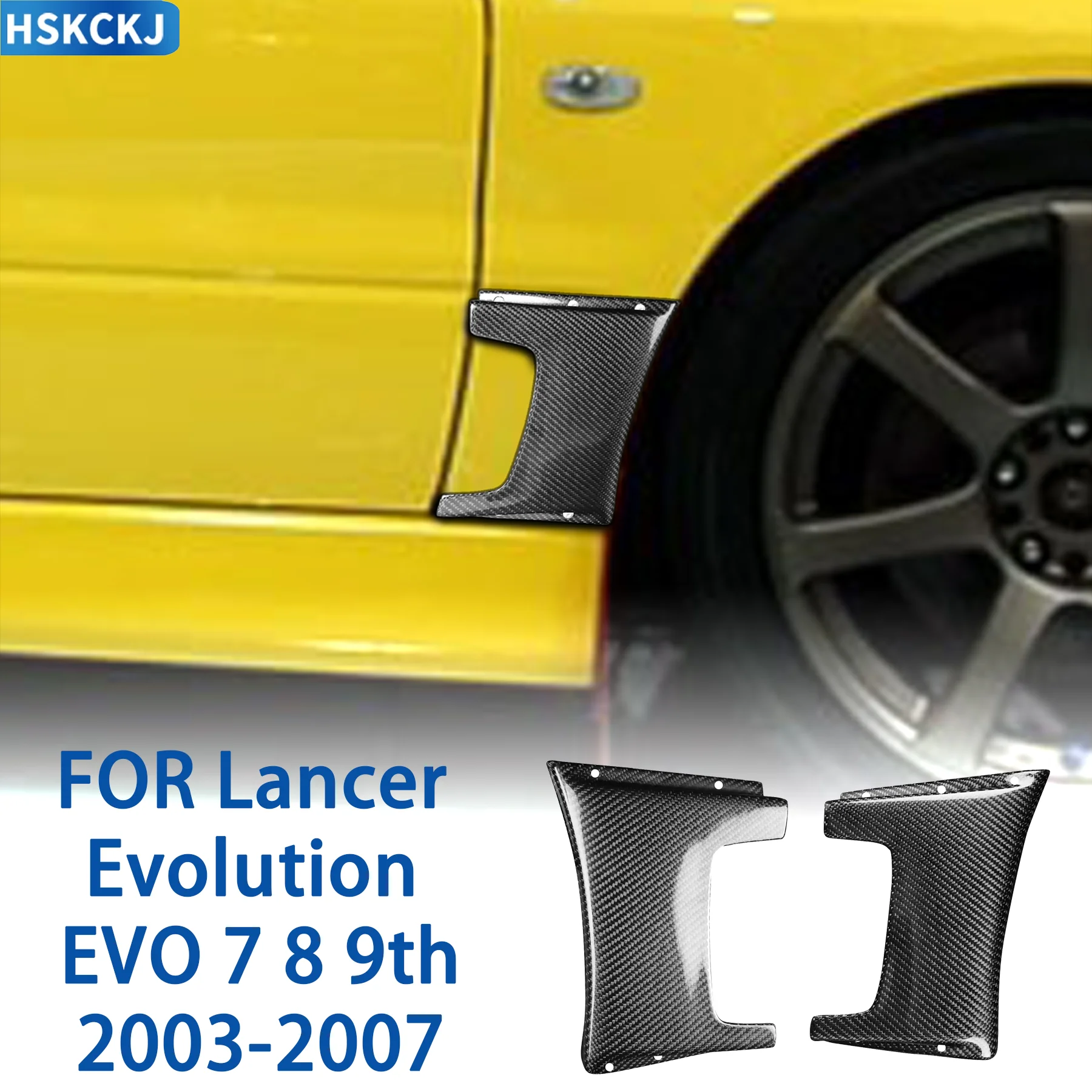 Garniture de sortie d'air pour pare-chocs avant en véritable fibre de carbone pour Mitsubishi Lancer Evolution EVO 7 8 9ème génération 03-07, accessoires extérieurs pour voiture
