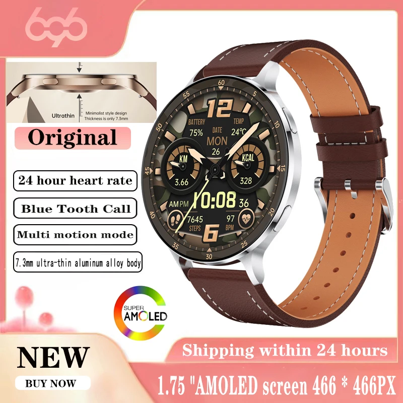 

1.75 Inch AMOLED Screen Smart Watches Women Ultra-thin All-metal Body BT Call Smartwatch Health Sports Lady Music Alarm Clock