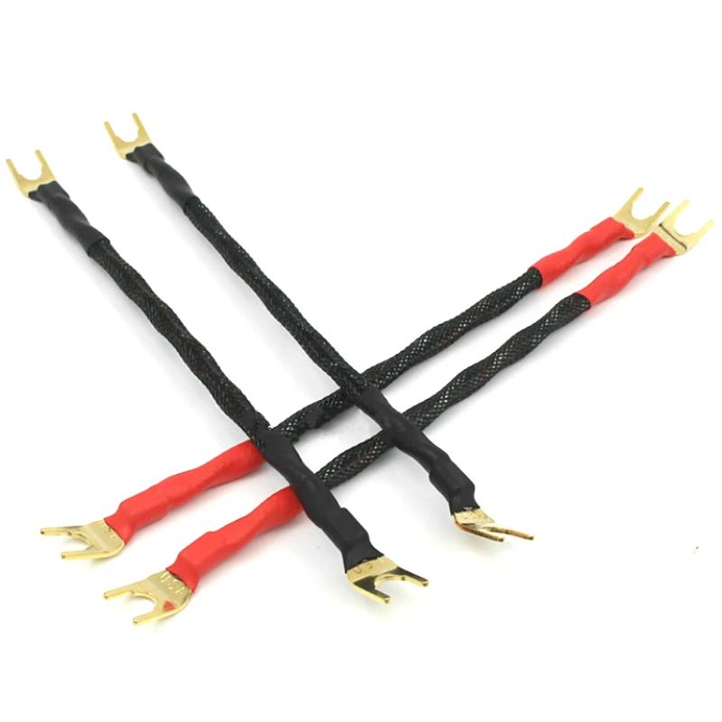 4Pcs HiFi Audio Speaker Jumper Cables y speed to spade plug Bridge Audio cable