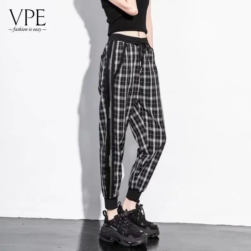 

Spring Autumn New Plaid Overalls Women's High Waist Slimming Trousers Women Loose All-Matching Ankle-Banded Casual Pants Summer