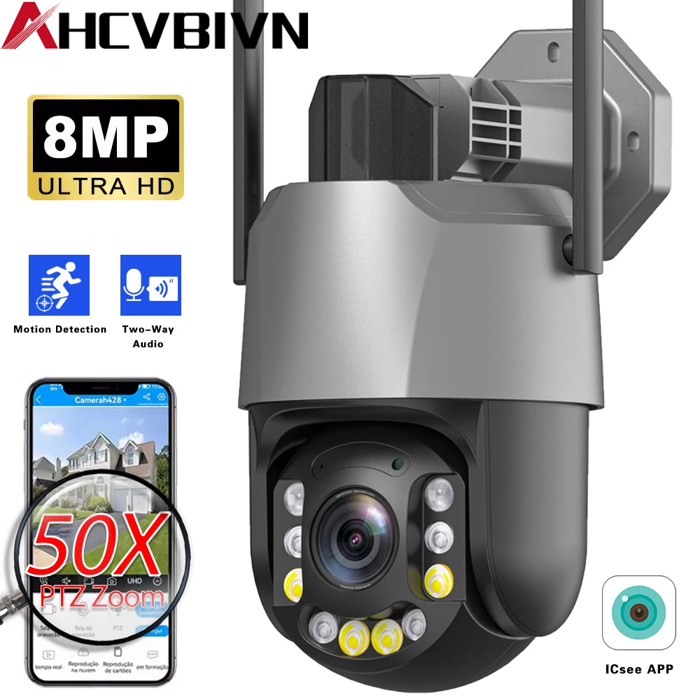 

4K 8MP 50X 20X Dual-lens PTZ Security Camera Outdoor WiFi Two-way Audio Human Detection Surveillance Camera